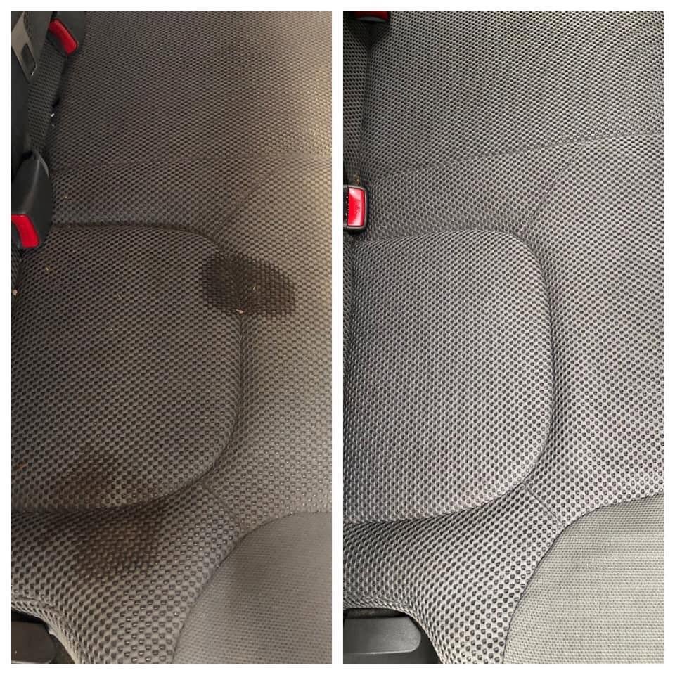 Cloth rear seat before and after interior cleaning