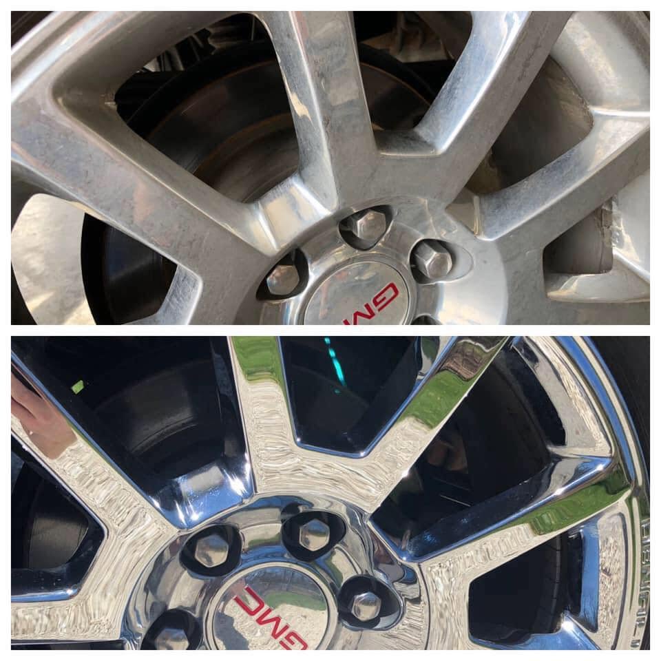 GMC wheel before and after polishing