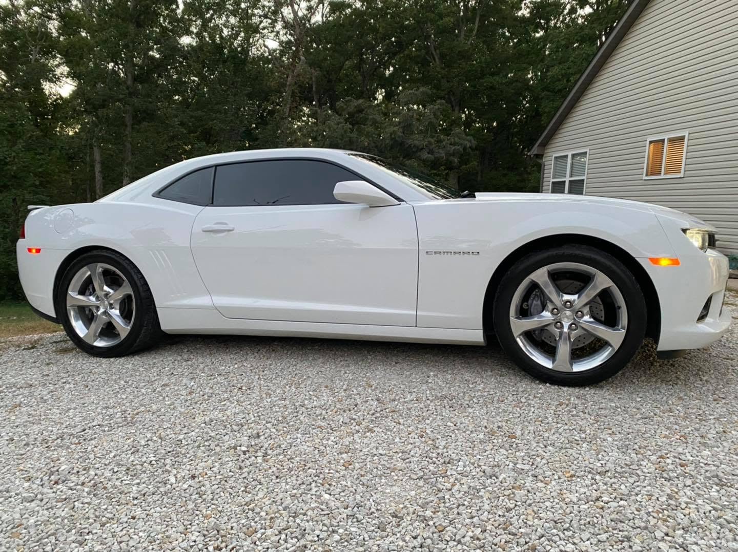 White Camaro after a full exterior detail
